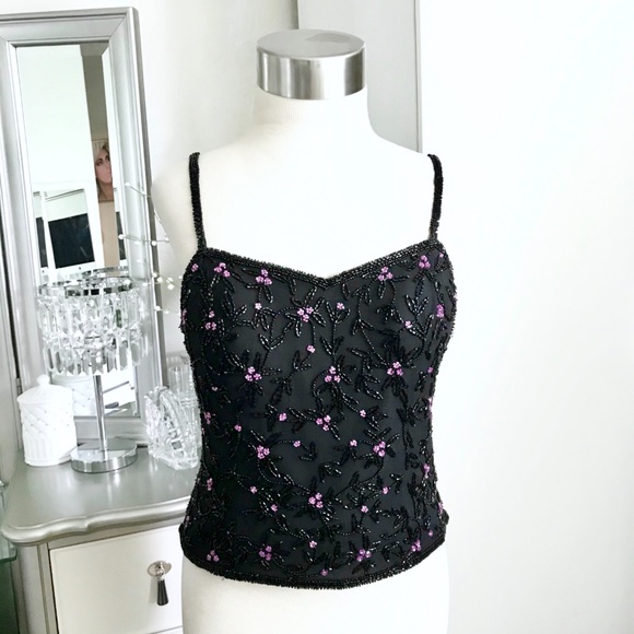 Tank Top Silk Beaded Medium - Picture 1 of 9
